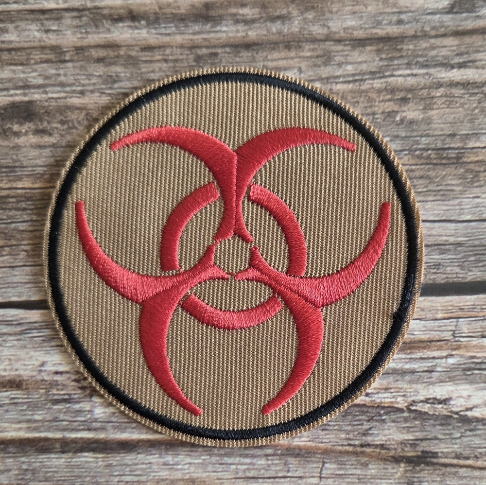 Red Biohazard Punk Rock 90'S Y2k Style Skater Streetwear Iron on Patch.